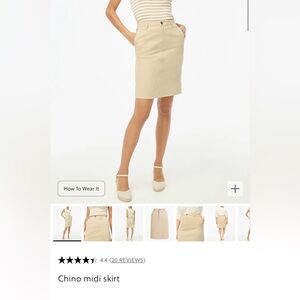 JCrew Chino midi skirt. Brand new with tags